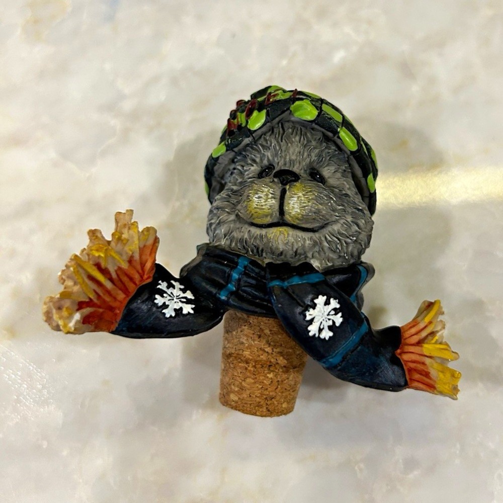 Lot of 4 Novelty Animal Bottle Stoppers, Cork Glass Metal, Reusable